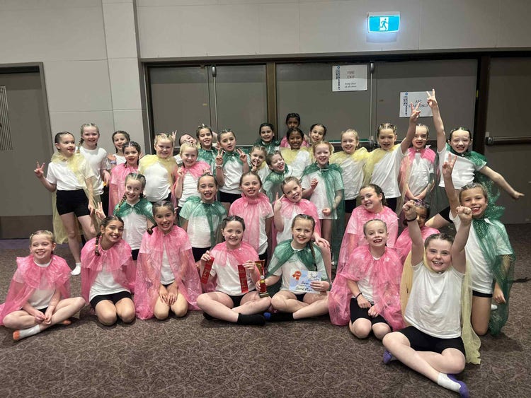 Junior Dance Troupe after they finished their performance at the Eisteddfod